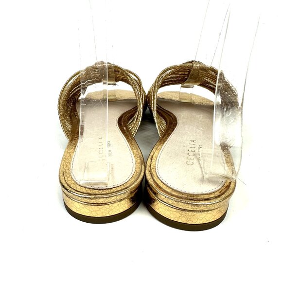 Cecilia New York Sienna Strappy Slide Sandals Gold Size 10 - Picture 3 of 8